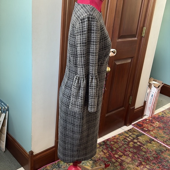 Ralph Lauren  Dress  Midi  Crew neck 3/4 sleeves  black/gray plaid  stretch NWOT - Picture 8 of 16